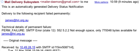full mailbox bounce message