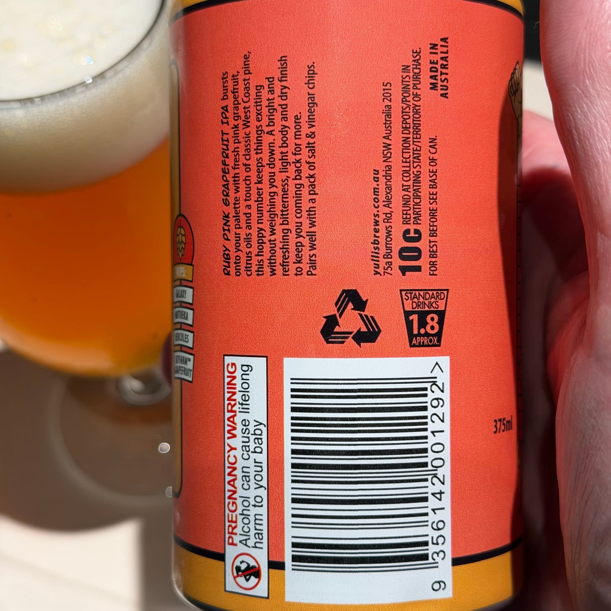 Yulli's Brews Ruby Pink Grapefruit IPA detail