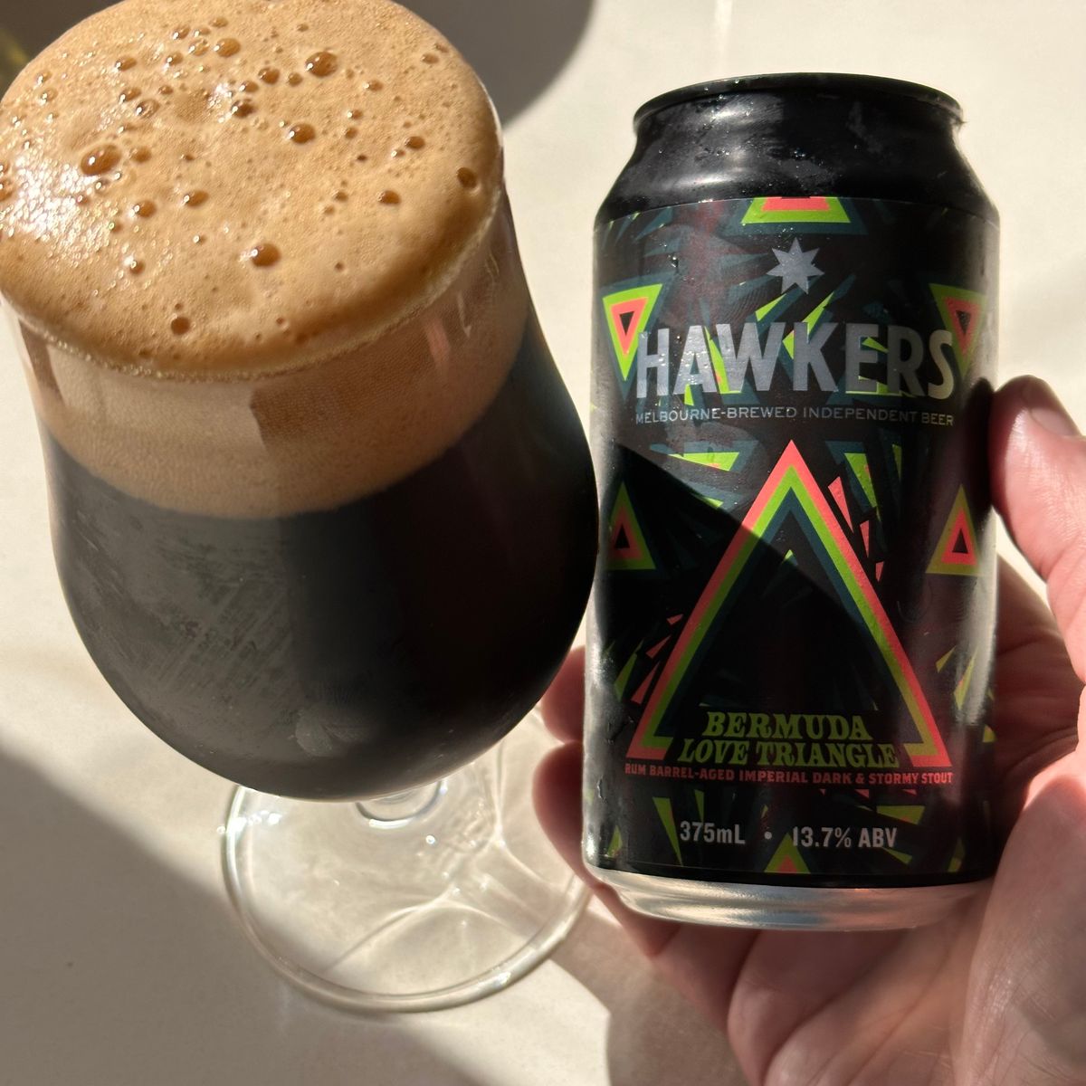 Day 25! Hawkers Bermuda Love Triangle Rum Barrel-Aged Imperial Dark & Stormy Stout