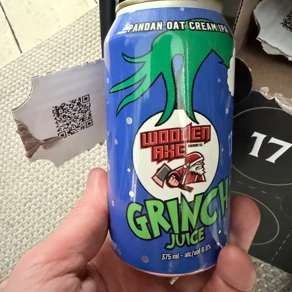beervent day 16 Wooden Axe Grinch Juice Oat Cream IPA